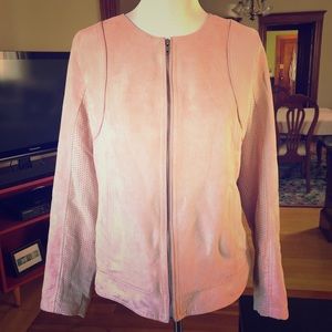 Hive + Honey XL Pink Faux Suede Motorcycle Jacket